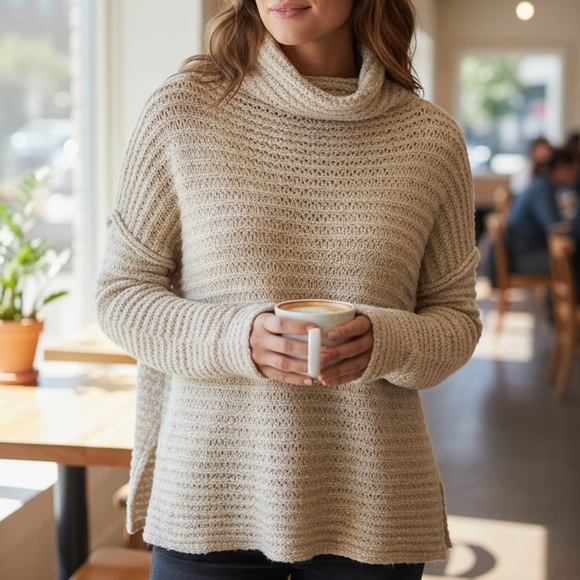 Aerie Soft Cream Cowl Neck Sweater size Small - Picture 1 of 6